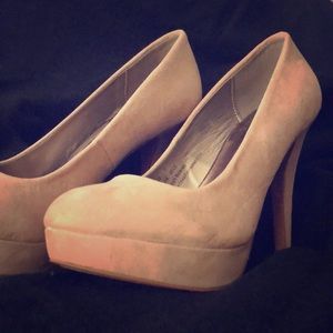 Faux suede pumps